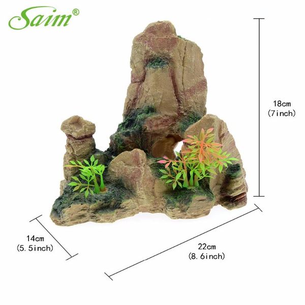 

decorations 8.6" saim aquarium simulation resin yellow rockery fish tank aquatic pet ornament acuarios