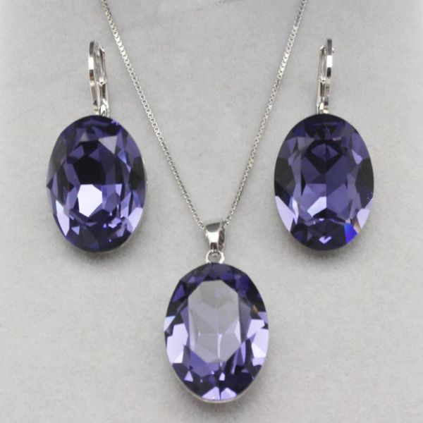 

earrings & necklace 11.11 sale fashion jewellery set made with austrian crystal oval shape design and designer studs earings for women, Silver