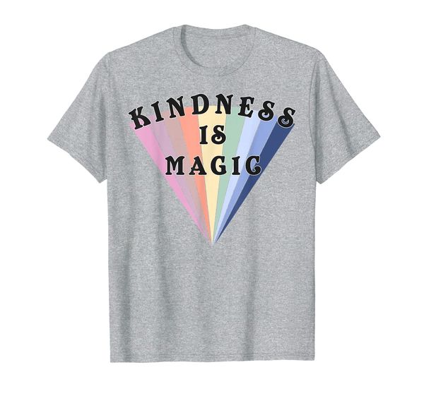 

kindness is magic rainbow spectrum graphic t-shirt, White;black