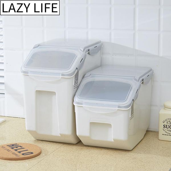 

platic storage box kitchen large rice container with lid sealed moisture-proof storage bin rice containers flip cover