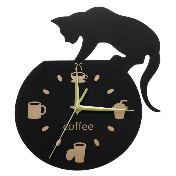 

wall clocks silent cartoon clock climbing cat for drinking coffee decoration cup