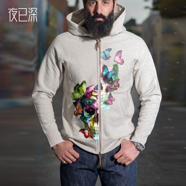 

autumn and winter 2021 multi color loose trend coat men's spring sweater with hat, Black