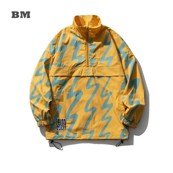 

men's hoodies & sweatshirts spring autumn fashion ripple graffiti print pullover korean couple clothes hip hop stand jacket harajuku sw, Black