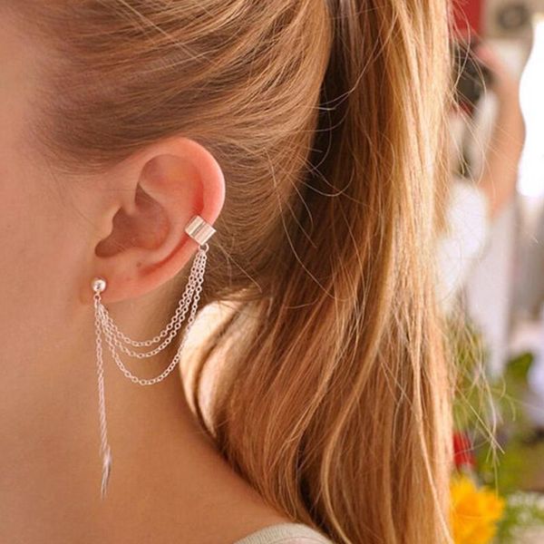 

clip-on & screw back women ear color earring leaf tassel earrings oorbellen pendientes aretes de mujer brincos, Silver