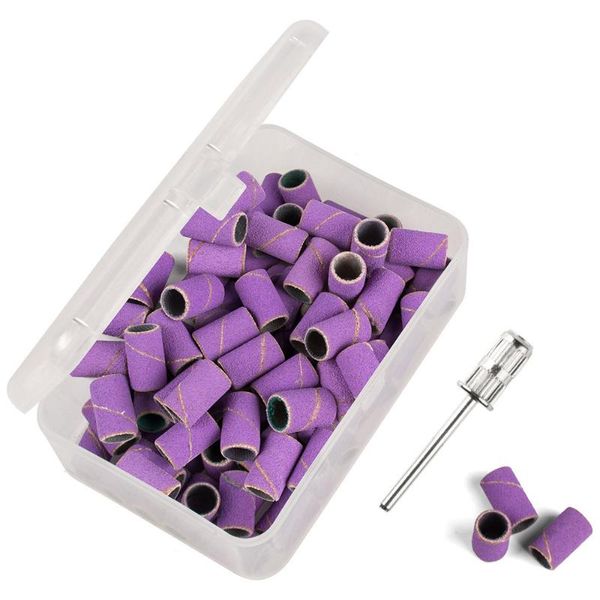 

nail art equipment 100pcs sanding bands drill bit accessories for manicure machine gel polish removing tool 80# 120# 180# 240#, Silver