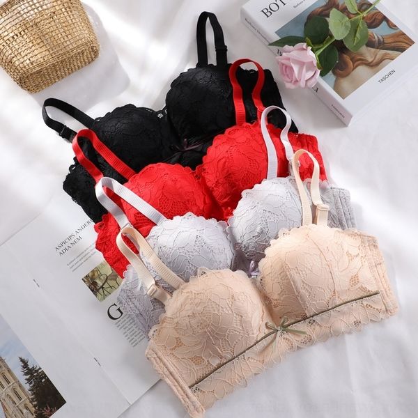 

wgwq women's women's underwear small chest close adjustment type setunderwear setn slip non shoulder strap bra no steel ring invis, Red;black