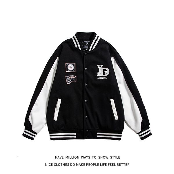 

men's jackets baseball jacket, embroidered letters, vintage street clothes, autumn, 2021, Black;brown