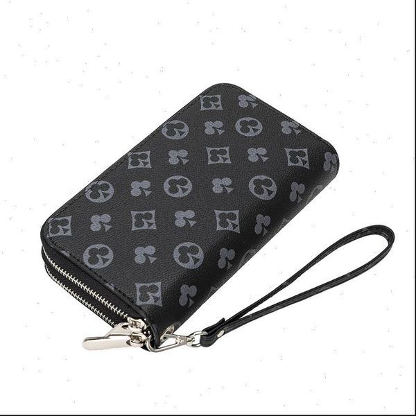 

multifunctional double pull wallet european and american fashion printing design clutches women pu wallets, Red;black