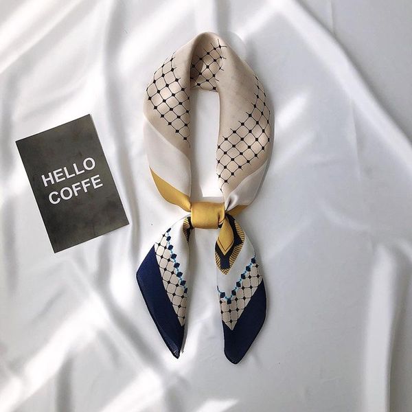 

scarves 70x70cm small square towel womens artificial silk decorative professional scarf polka dot all-matching suit hair band, Blue;gray