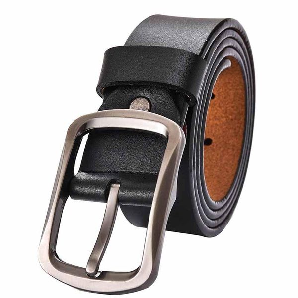 

belts men leather belt fashion luxury designer 3.7cm cow waist pin buckle for 105-130cm, Black;brown
