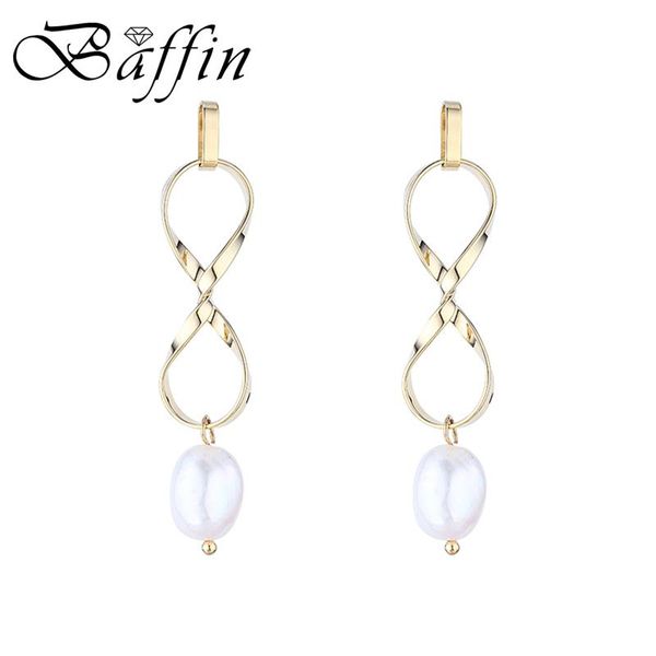 

korean natural pearl drop earrings for women gold silver color big pendant pendientes wedding party jewelry dangle & chandelier