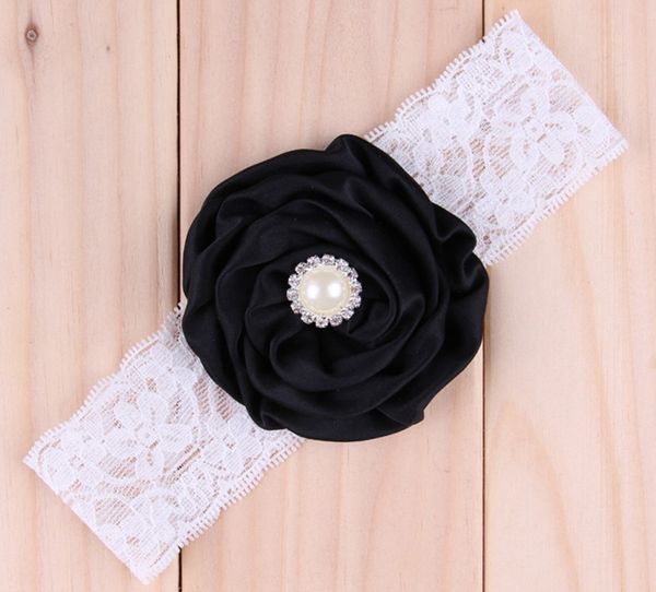 

infant flower pearl headbands girl lace headwear kids babies pgraphy props newborn bow hair accessories baby hair bands ins 334 k2, Slivery;white