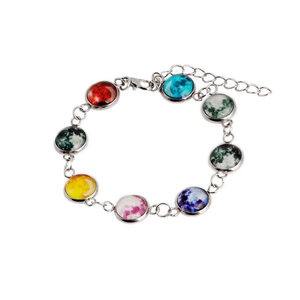 

link, chain glow in the dark charms bracelet luminous star series planet bracelets & bangles galaxy cabochon link, Black