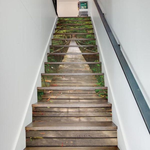 

wallpapers colomac 3d 13pcs waterproof stair floor stickers renovation creative pattern living room diy home decor poster stairway