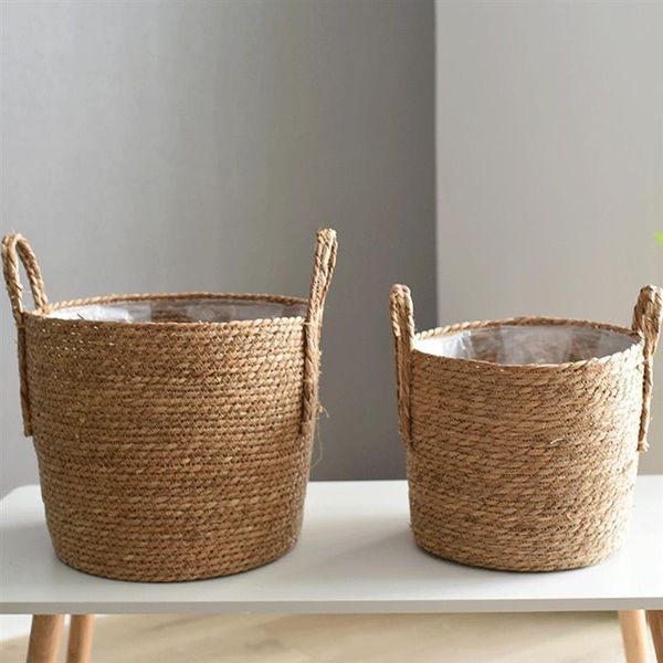 

rattan floor flower pot with handles hanging flowerpot dirty clothes laundry modern home living room basket storage baskets