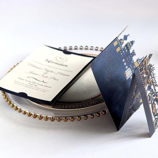 

greeting cards 10pcs lovely wedding invitations laser cut castle card event party supplies 18*12.5cm dropshiipping
