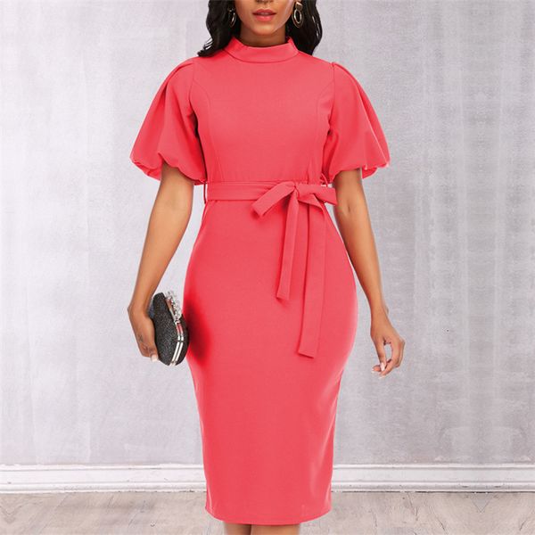 

dress dressed in bodycon lantern short sleeves with female sashes modest hip office lady stylish midi fashion african 1ttc, Black;gray