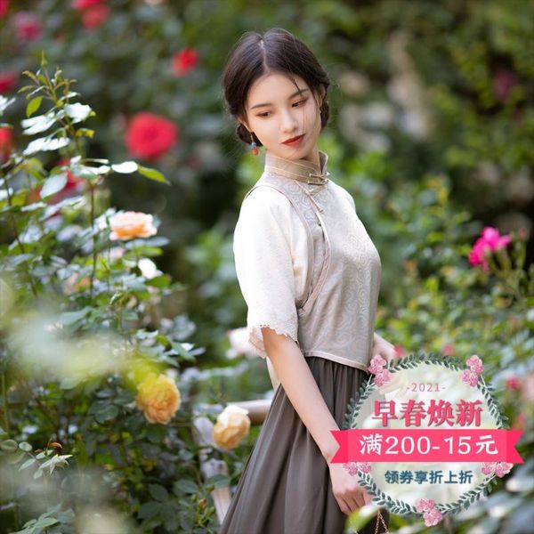 

and summer with chinese wind restoring ancient ways collar button cultivate morality cheongsam modified dress young ethnic clothing, Red