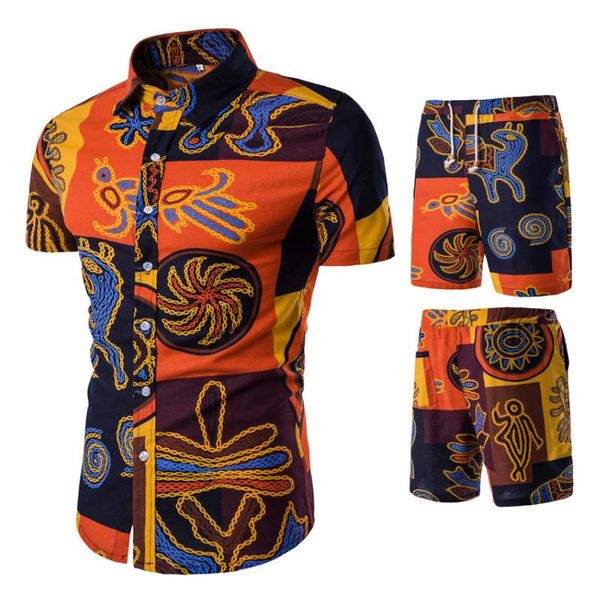 

men's tracksuits -5xl 2021 sportsuits men linen summer 2pc breathable short set design fashion shirts +shorts tracksuit trending style, Gray