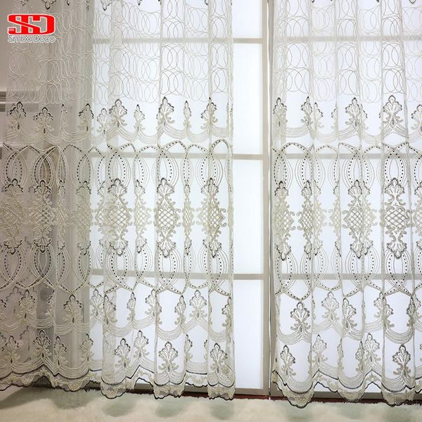 Cortina cortina luxo branco tule para janelas cortinas cortinas cozinha sala de estar quarto tratamentos painel draperies home decor fornecimento