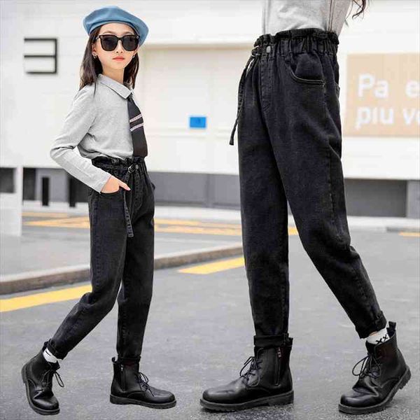 

spring kids jeans girls haren casual black long pants stretch comfortable simple autumn children teenage trousers 12 14, Blue