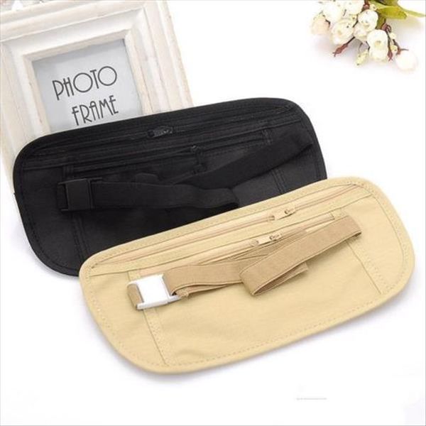 

ultra thin travel waist pouch for passport zipper money belt bag hidden security wallet black