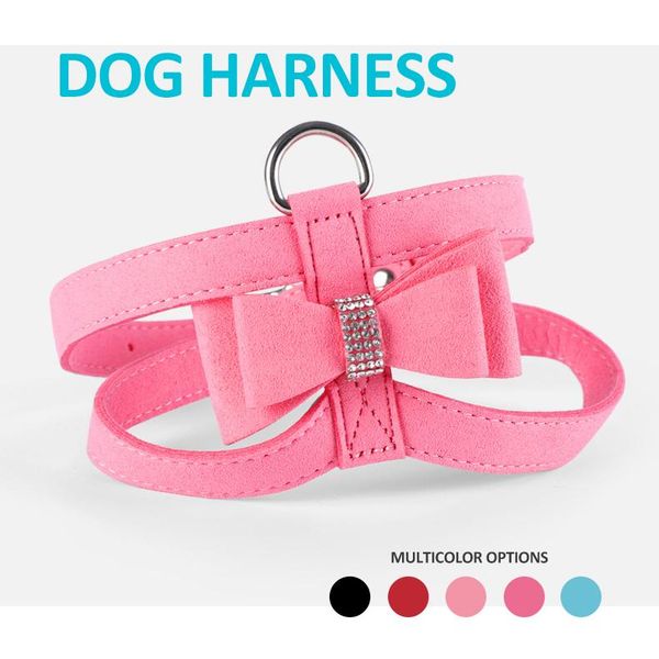 

dog collars & leashes soft pet harnesses leash set adjustable super fibers fabric dogs vest cat harness for small medium bow collar