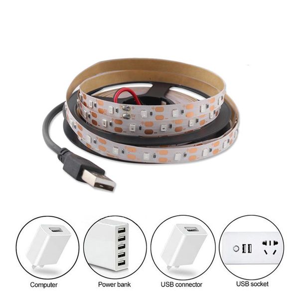 

strips dc 5v led strip usb light tv pc backlight 2835 warm white cable tape diode 5 v volt lamp for room home decor