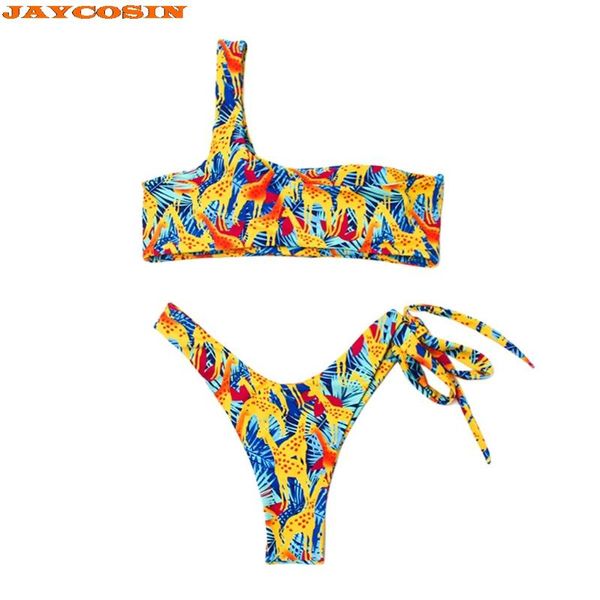 

summer women fashion giraffe pattern print swimwear sets beach wear bathing suits female two-piece 2021 women's two piece pants, White