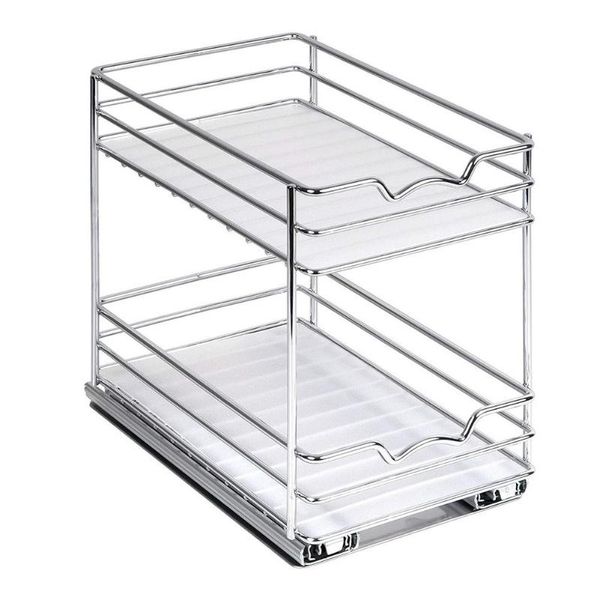 

hooks & rails double-layer vertical metal spice rack organizer shelves cupboard seasoning storage kitchen condiment holder