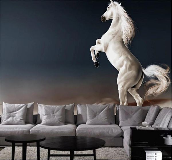 

custom 3d / 5d 8d bumpy wallpaper mural nordic minimalist pentium white horse background wall waterproof covering wallpapers