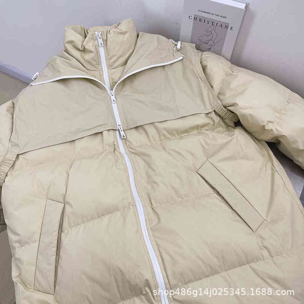 

women's down & parkas autumn and winter bv solid color medium length hooded detachable down jacket cloak shawl white goose bread wlm1, Black