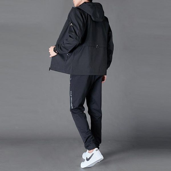 

men's tracksuits 2021 mens two pieces set hooded jacket and pants autumn men tracksuit fashion sportswear solid color casual male sport, Gray