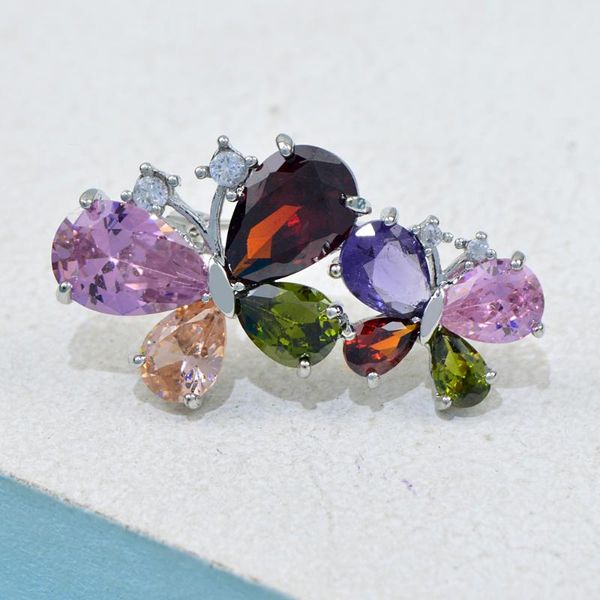 

pins, brooches cindy xiang fashion small flower crystal brooch pins for women bouquet rhinestone wedding party jewelry, Gray