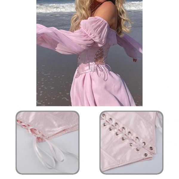 

bustiers & corsets lady bustier bow-know overbust wide belt waist gathered women corset waistband for adult, Black;white