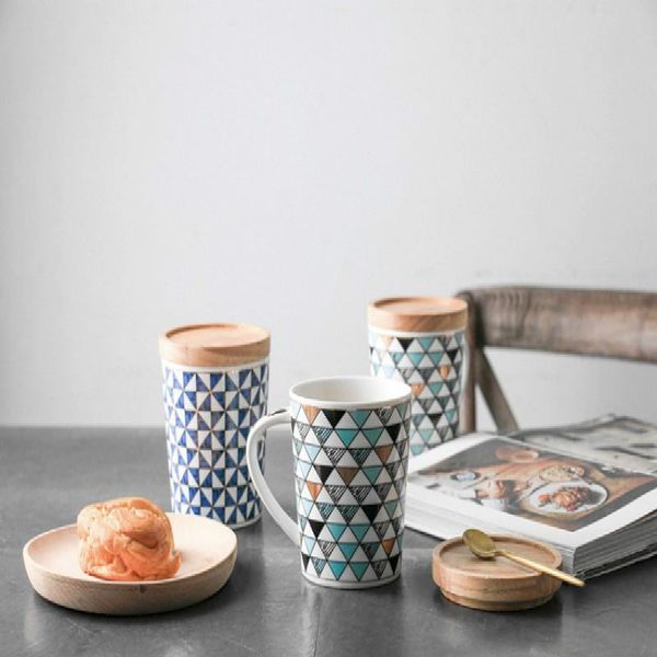 

custom matte ceramic mug coffee cup milk water nordic style geometric triangle mugs