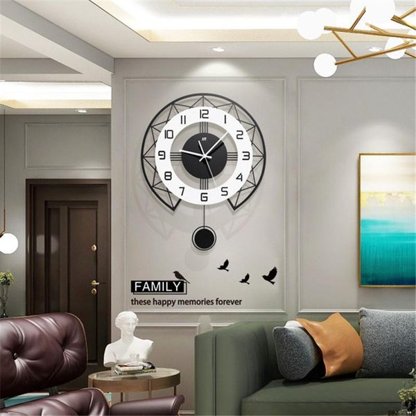 

wall clocks nordic swing clock living room fashion personality wood simple modern watch art quartz home