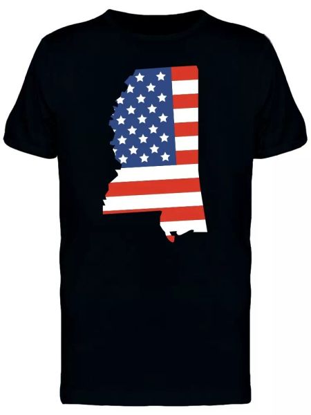 

mississippi map usa flag men's tee -image by shutterstock, White;black