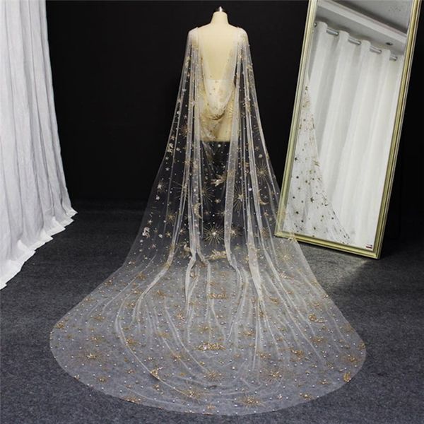 

new bridal veil 3m long wedding veils wrap sparkly beaded sequined luxurious for bride with comb velos de novia cathedral, Black