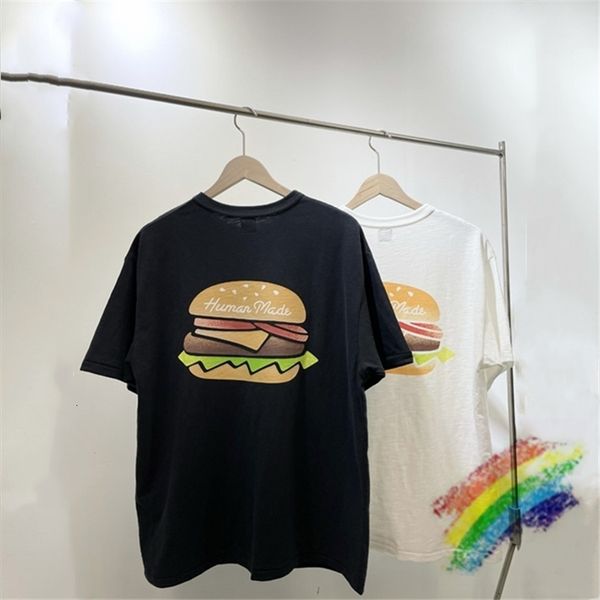 

men's t-shirts burger print on the back human made t-shirt men women 1:1 t shirt slub cotton tees yqix, White;black