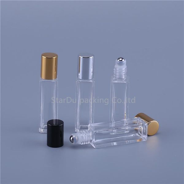 

6pcs 5ml 10ml portable square glass massage essential oil perfume refillable roller bottles packing container storage & jars