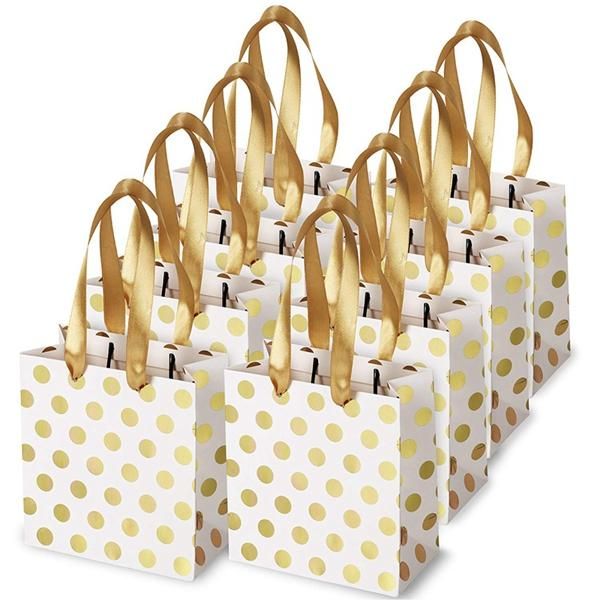

gift wrap small bags with ribbon handles gold mini bag,for birthday weddings christmas holidays graduation baby showers(metallic