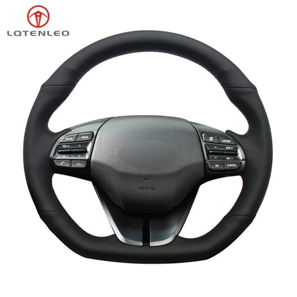 

steering wheel covers lqtenleo black pu artificial leather car cover for elantra 4 2021 ioniq 2021-2021