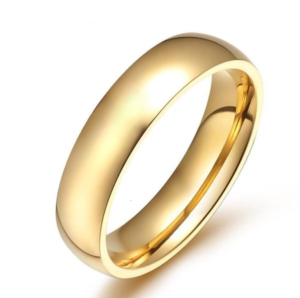 

4mm men's and women's universal gold smooth fashion titanium steel ring, Silver