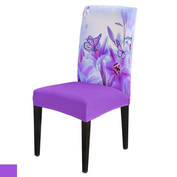 

chair covers dining purple butterfly lily flower cover spandex elastic el wedding supplies