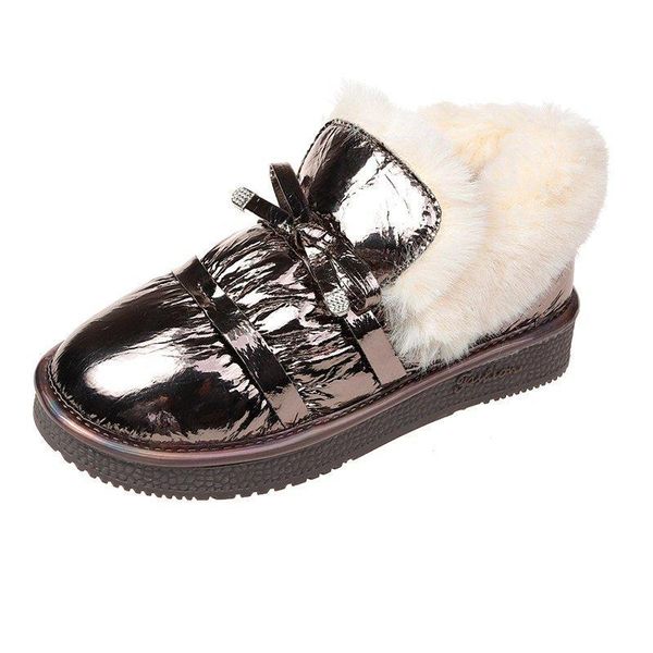 

boots short plush warm women winter snow microfiber flat heel ankle for low 3.5cm botas mujer comfort boot shoe, Black