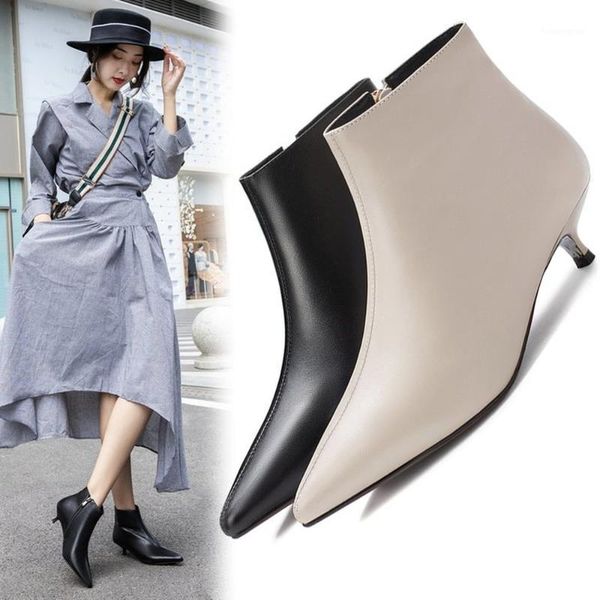 

boots korean style 2021 autumn and winter stiletto women low heels high heel small fashion women's european bare1, Black