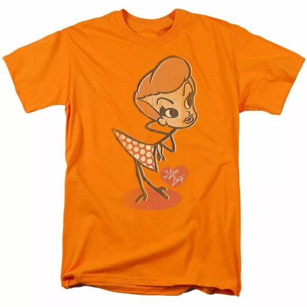 

i love lucy vintage doll t shirt mens licensed classic tv show orange, White;black
