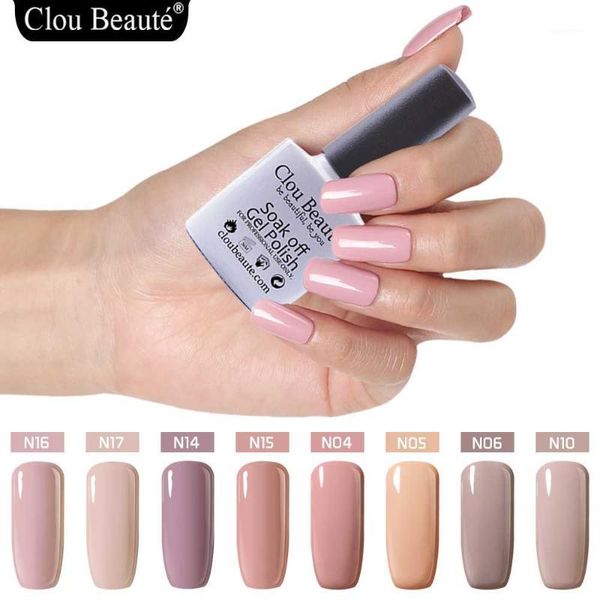 

clou beaute gel nail polish uv 10ml nude series colors soak off beige lacquer art vernis semi permanent n041, Red;pink