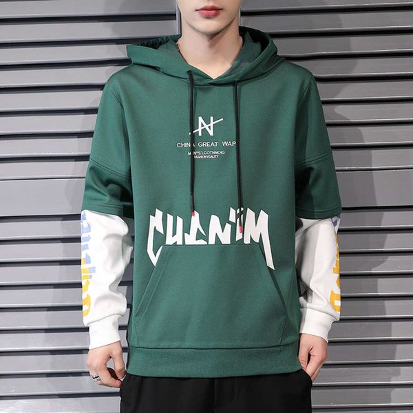 

two-piece sweater hooded spring and autumn fashion loose coat trend, Black